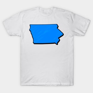 Bright Blue Iowa Outline T-Shirt